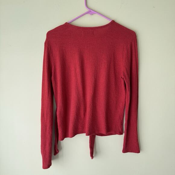 Madewell Texture & Thread Women’s Size S Red Long Sleeve Tie Front Top Casual - Picture 7 of 10